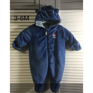 Carters 3-6 M Blue Plush Snowsuit